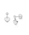 Tiny Blessings Girls' 14k Gold Dangling Modern Heart Drop Screw Back Earrings - Little Kid, Big Kid In K White Gold