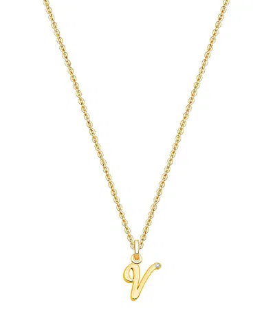 Tiny Blessings Kids' Girls 14k Gold Diamond Initial 13-14 Necklace - Children In K Gold - V