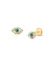 Tiny Blessings Girls' 14k Gold Evil Eye Stud Screw Back Earrings - Baby, Little Kid, Big Kid In K Gold