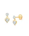 Tiny Blessings Girls' 14k Gold Fearless Heart Clear Drop Earrings - Little Kid, Big Kid In K Yellow Gold