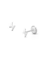 Tiny Blessings Girls' 14k Gold Lightning Bolt Studs Screw Back Earrings - Children In K White Gold