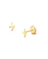 Tiny Blessings Girls' 14k Gold Lightning Bolt Studs Screw Back Earrings - Children In K Yellow Gold
