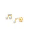 Tiny Blessings Girls' 14k Gold Magical Music Notes Studs Screw Back Earrings - Baby, Little Kid, Big Kid In K Yellow Gold