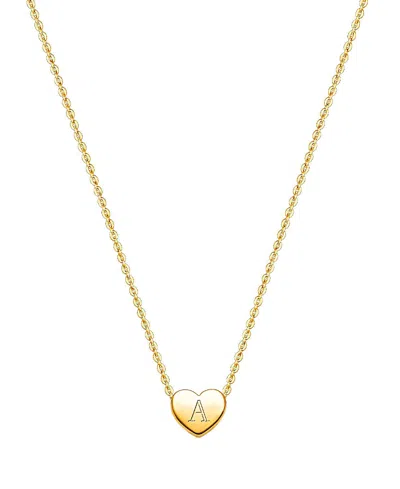 Tiny Blessings Kids' Girls' 14k Gold Mini Sliding Heart & Engraved Initial 13-14 Necklace - Children In K Gold - A