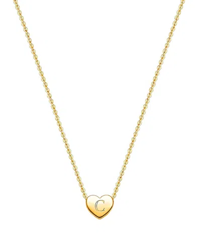 Tiny Blessings Kids' Girls' 14k Gold Mini Sliding Heart & Engraved Initial 13-14 Necklace - Children In K Gold - C
