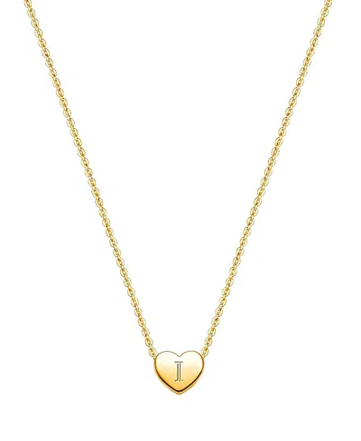 Tiny Blessings Kids' Girls' 14k Gold Mini Sliding Heart & Engraved Initial 13-14 Necklace - Children In K Gold - I