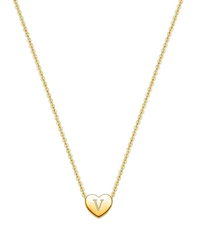 Tiny Blessings Kids' Girls' 14k Gold Mini Sliding Heart & Engraved Initial 13-14 Necklace - Children In K Gold - V