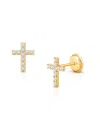 Tiny Blessings Girls' 14k Gold Miraculous Cross Stud Screw Back Earrings - Little Kid, Big Kid In K Gold