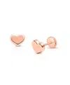 Tiny Blessings Girls' 14k Gold Modern Heart Studs Screw Back Earrings - Baby, Little Kid, Big Kid In K Rose Gold