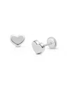 Tiny Blessings Girls' 14k Gold Modern Heart Studs Screw Back Earrings - Baby, Little Kid, Big Kid In K White Gold