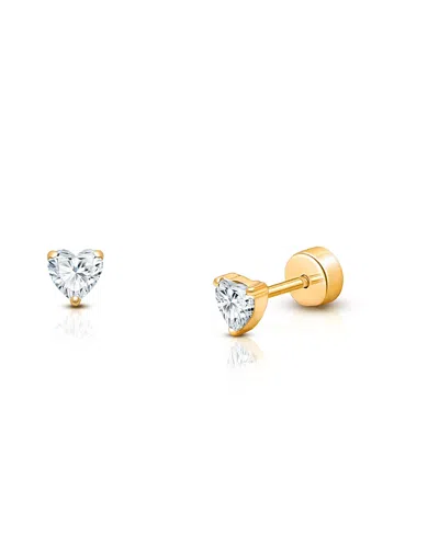 Tiny Blessings Girls' 14k Gold On Titanium Clear Sparkling Heart Stud Earrings - Baby, Little Kid, Big Kid