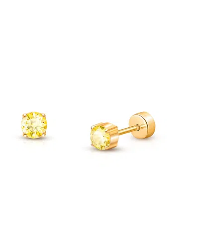Tiny Blessings Girls' 14k Gold On Titanium Crystal Birthstone Stud Earrings - Baby, Little Kid, Big Kid