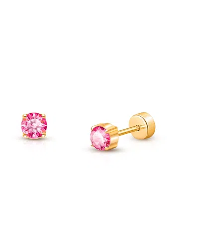 Tiny Blessings Girls' 14k Gold On Titanium Crystal Birthstone Stud Earrings - Baby, Little Kid, Big Kid In Red