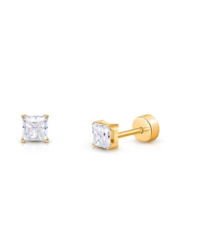 Tiny Blessings Girls' 14k Gold On Titanium Princess Cut Stud Earrings - Baby, Little Kid, Big Kid