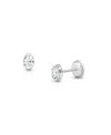 Tiny Blessings Girls' 14k Gold Oval Cut Studs Screw Back Earrings - Baby, Little Kid, Big Kid In K White Gold