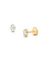 Tiny Blessings Girls' 14k Gold Oval Cut Studs Screw Back Earrings - Baby, Little Kid, Big Kid In K Yellow Gold