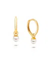 Tiny Blessings Girls' 14k Gold Pearl Drop Classic 11mm Huggie Hoop Earrings - Little Kid, Big Kid In K Yellow Gold