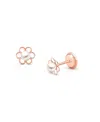Tiny Blessings Girls' 14k Gold Petals And Cultured Pearls Studs Screw Back Earrings - Baby, Little Kid, Big Kid In K Rose Gold