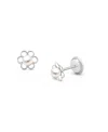 Tiny Blessings Girls' 14k Gold Petals And Cultured Pearls Studs Screw Back Earrings - Baby, Little Kid, Big Kid In K White Gold