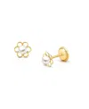Tiny Blessings Girls' 14k Gold Petals And Cultured Pearls Studs Screw Back Earrings - Baby, Little Kid, Big Kid In K Yellow Gold