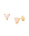 Tiny Blessings Girls' 14k Gold Pink Dazzling Heart Studs Screw Back Earrings - Baby, Little Kid, Big Kid In K Yellow Gold