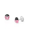 Tiny Blessings Girls' 14k Gold Pink Lil' Ladybug Studs Screw Back Earrings - Baby, Little Kid, Big Kid In K White Gold