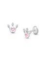 Tiny Blessings Girls' 14k Gold Princess At Heart Studs Screw Back Earrings - Baby, Little Kid, Big Kid In K White Gold