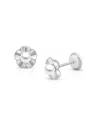 Tiny Blessings Girls' 14k Gold Ruffled Petals With Cultured Pearl Studs Screw Back Earrings - Baby, Little Kid, Big In K White Gold