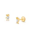Tiny Blessings Children's 14k Gold Teddy Bear Bliss Studs Girls' Screw Back Earrings In K Yellow Gold