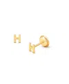 Tiny Blessings Girls' 14k Gold Tiny Initial Studs Screw Back Earrings - Baby, Little Kid, Big Kid In K Gold - H