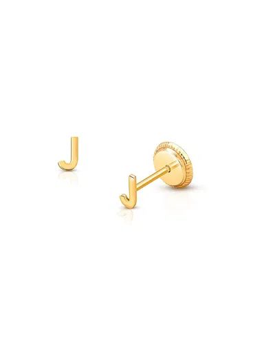 Tiny Blessings Girls' 14k Gold Tiny Initial Studs Screw Back Earrings - Baby, Little Kid, Big Kid In K Gold - J
