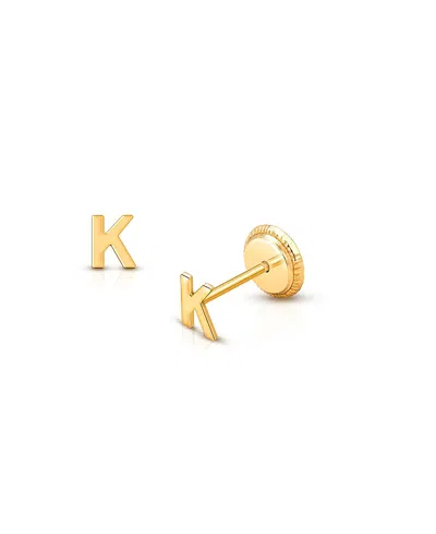 Tiny Blessings Girls' 14k Gold Tiny Initial Studs Screw Back Earrings - Baby, Little Kid, Big Kid In K Gold - K