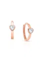 Tiny Blessings Children's 14k Gold True Love Clear Heart Girls' Huggie Hoop Earrings In K Rose Gold