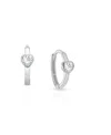 Tiny Blessings Kids' Children's 14k Gold True Love Clear Heart Girls' Huggie Hoop Earrings In K White Gold