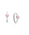 Tiny Blessings Girls' 14k Gold True Love Pink Heart Huggie Hoop Earrings - Little Kid, Big Kid In K White Gold