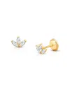 Tiny Blessings Children's 14k Gold Twinkling Trio Marquise Studs Girls' Screw Back Earrings In K Yellow Gold
