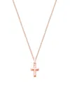Tiny Blessings Children's 14k Gold Beautifully Beveled Cross 12-14 Necklace In K Rose Gold