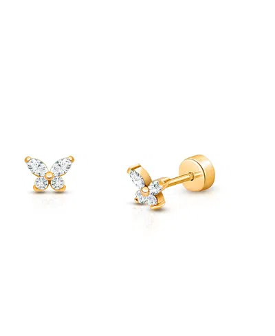 Tiny Blessings Girls' 14k On Titanium Butterfly Shimmer Earrings - Baby, Little Kid, Big Kid In Gold