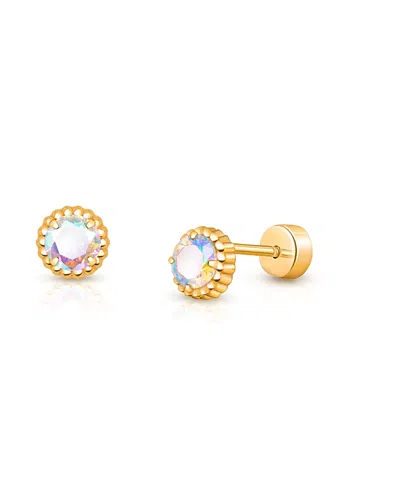 Tiny Blessings Girls' 14k On Titanium Shimmering Princess Stud Earrings - Baby, Little Kid, Big Kid In Brown