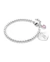 Tiny Blessings Girls' Sterling Silver 3mm Beads & Engraved Initial 5.25 Bracelet - Children In Silver - B