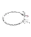 Tiny Blessings Girls' Sterling Silver 3mm Beads & Engraved Initial 5.25 Bracelet - Children In Silver - C