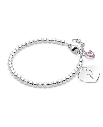 Tiny Blessings Kids' Girls' Sterling Silver 3mm Beads & Engraved Initial 5.25 Bracelet - Children In Silver - P