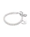 Tiny Blessings Kids' Girls Sterling Silver 4mm Cultured Pearls & Engraved Initial 6.25 Bracelet - Children In Silver - B