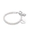 Tiny Blessings Kids' Girls Sterling Silver 4mm Cultured Pearls & Engraved Initial 6.25 Bracelet - Children In Silver - C