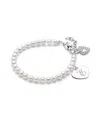 Tiny Blessings Kids' Girls Sterling Silver 4mm Cultured Pearls & Engraved Initial 6.25 Bracelet - Children In Silver - E
