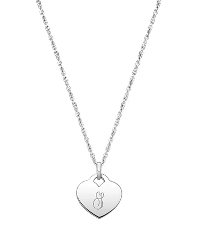 Tiny Blessings Kids' Girls' Sterling Silver Baby Heart & Engraved Initial 13-14 Necklace - Children In Silver - S