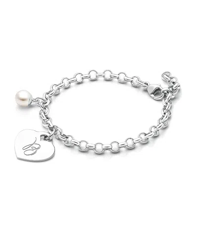 Tiny Blessings Kids' Girls' Sterling Silver Classic Charm Bracelet & Engraved Initial 6.25 Bracelet - Children In Silver - B