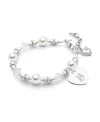 Tiny Blessings Girls Sterling Silver Crystals & Cultured Pearls & Initial 5.25 Bracelet - Children In Silver - B
