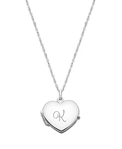 Tiny Blessings Kids' Girls' Sterling Silver Heart Locket & Engraved Initial 14-16 Necklace - Children In Silver - K