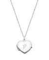 Tiny Blessings Kids' Girls' Sterling Silver Heart Locket & Engraved Initial 14-16 Necklace - Children In Silver - P